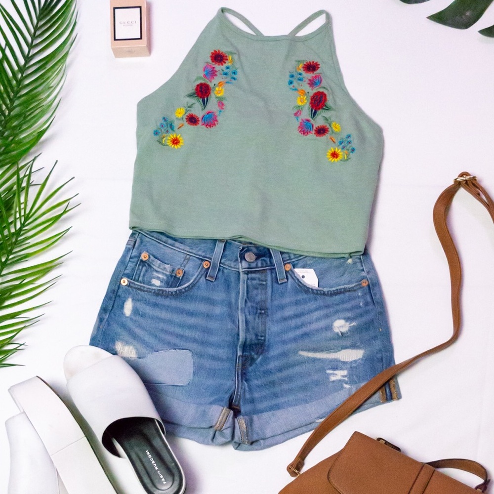 Embroidered Crop Top